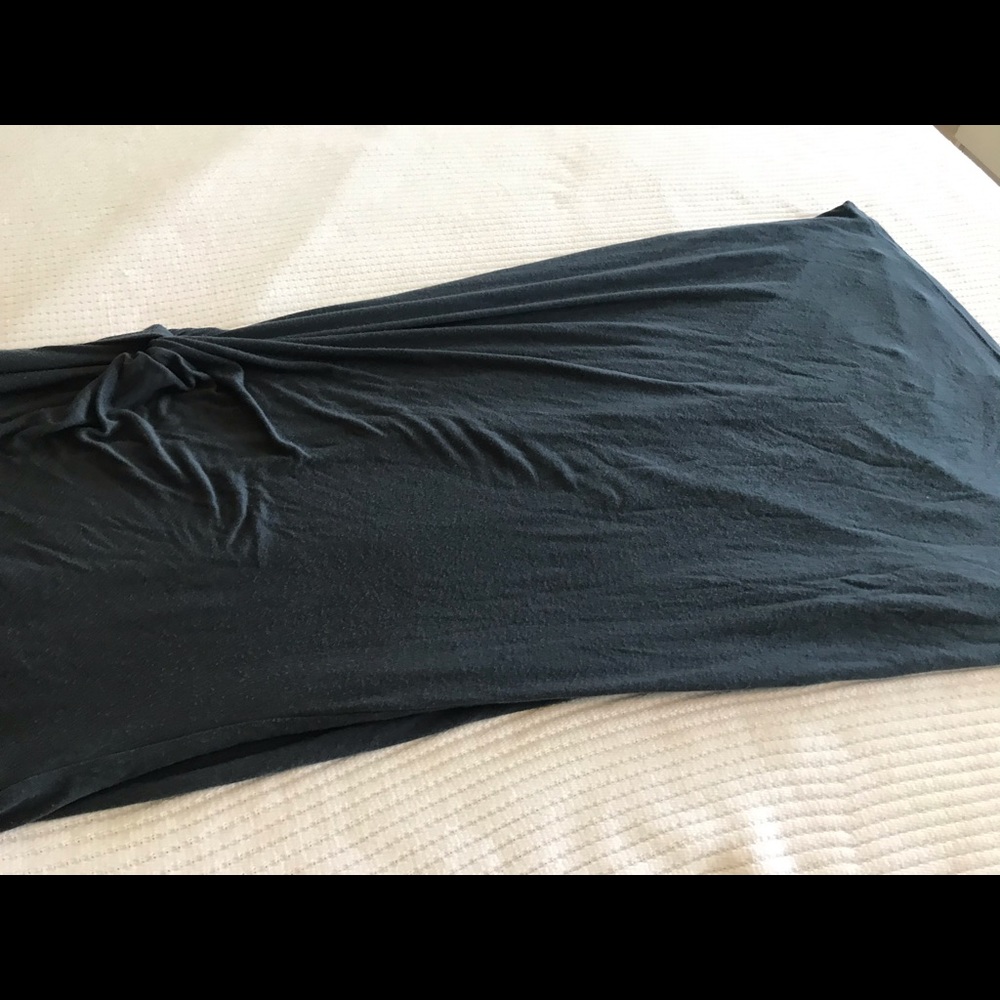Dusty Teal Side Twist Midi Dress - Picture 4 of 5